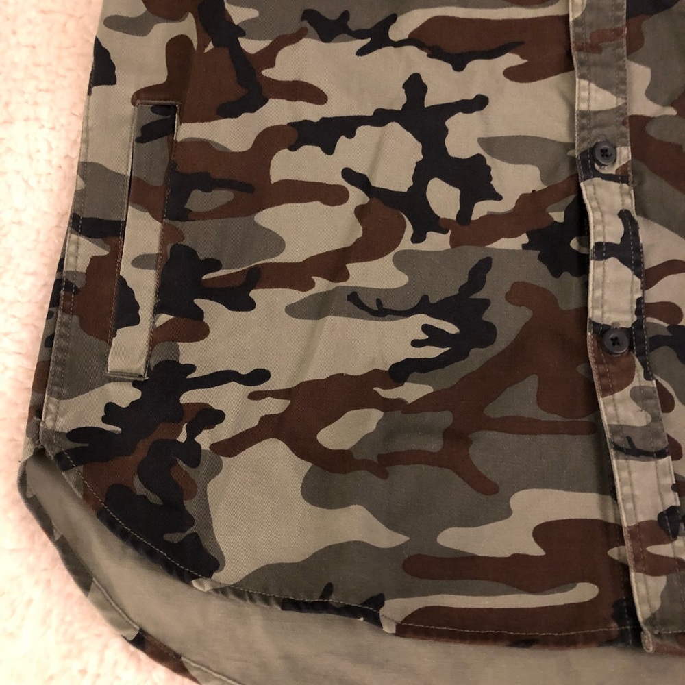 PACSUN Hooded Camo Long Sleeve Button Up Shirt - Picture 6 of 8